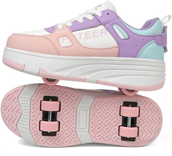 ENEN Schoenen Met Wieltjes Voor Jongens en Meisjes - 2-in-1 Intrekbare Rolschaatsen, Outdoor Gymschoenen - Roze/Wit, 36 EU ENEN Schoenen Met Wieltjes Voor Jongens en Meisjes - 2-in-1 Intrekbare Rolschaatsen, Outdoor Gymschoenen - Roze/Wit, 36 EU
