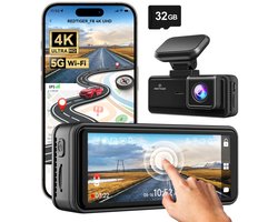 Redtiger F8 dashcam - Front 4K Resolution - 5GHz wifi - GPS - -Night Vision -Parkeermodus - G-sensor - 3,18 inch touchscreen - Dashcam voor in de auto