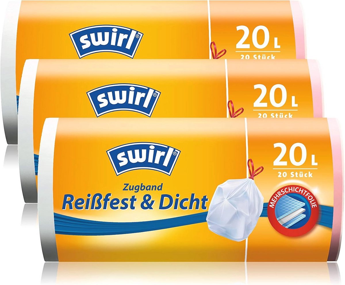 Vuilniszakken met Trekkoord - 20 Liter, 3 Rollen - Wit