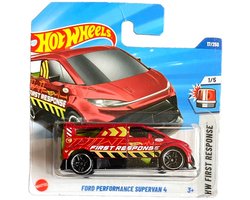 HOT WHEELS FORD PERFORMANCE SUPERVAN 4 BUS 17/250 RESQUE RED 1:64 17/250 HW FIRST RESPONSE 1/5 SHORT CARD