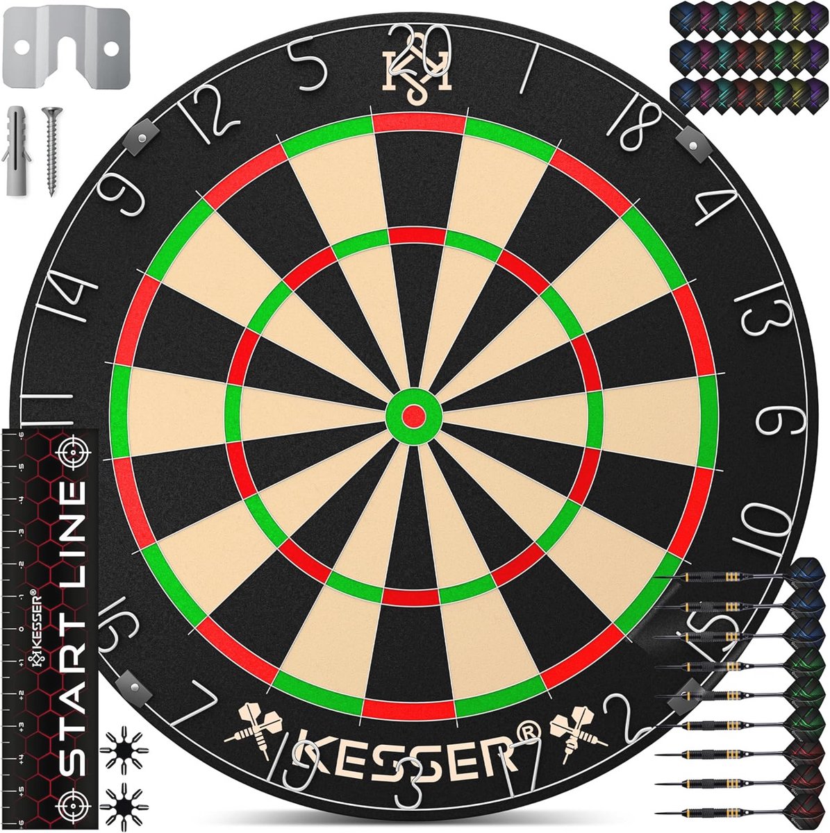 Professioneel Dartbord met 9 Dartpijlen en Accessoires - Ideale Startset voor Dartsport