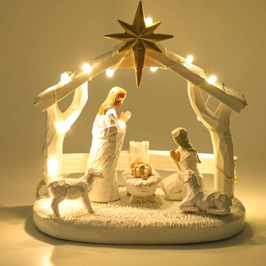 Kerststal Set voor Binnen met LED-verlichting en Figuren - Perfecte Kerstdecoratie