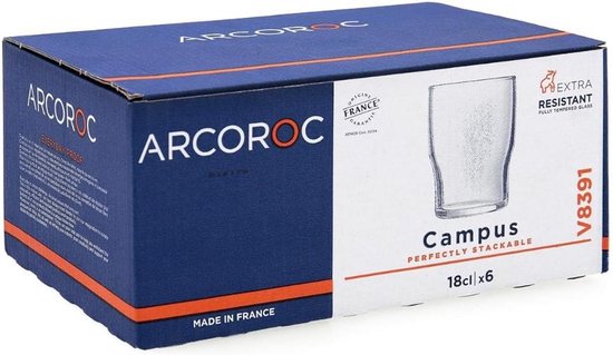 Campus Set van 6 Glazen - 18 cl | Tempered Glas | Vaatwasser- en Magnetronbestendig — afbeelding 2