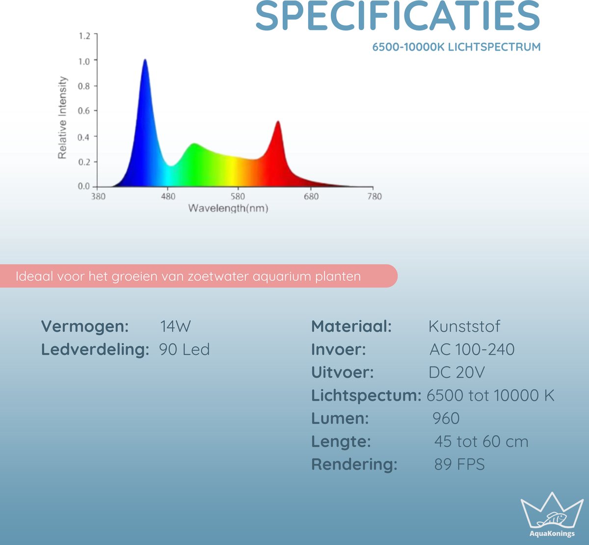AquaKonings Aquarium lamp - Dimbare LED RGB Verlichting 45-60cm thumbnail 5