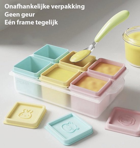 ZYLARO Babyvoeding bewaarbakjes set - 6x110ml siliconen baby bakjes met deksel - Magnetron & vaatwasmachinebestendige - Moedermelk bewaren - Diepvriesbakjes - 100% BPA vrij - Groen/licht Groen set van Merkloos — afbeelding 2