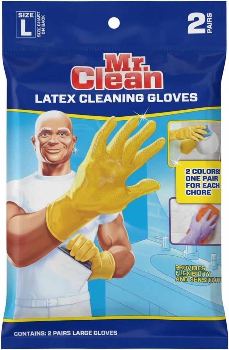 Grote Herbruikbare Latex Huishoudhandschoenen - 2 Paar in Diverse Kleuren