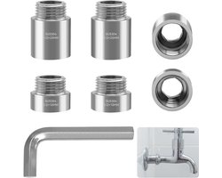 Verlengstuk Kraan 1/2 Inch RVS Schroefdraad voor Douchekop of Hoekstopkraan Inclusief Inbussleutel