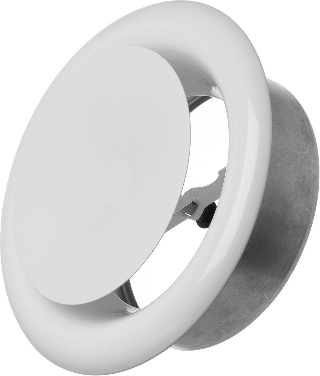 Wit Metaal Anemostaat Ø 125 mm - Rond Ventilatieventiel met Montagering
