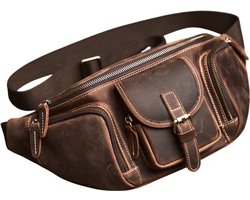 Stijlvolle Heren Lederen Schoudertas – Casual Crossbody Borsttas, Modieus en Duurzaam, Perfect voor Werk, Reizen, Vrije Tijd en Dagelijks Gebruik, Met Ruim Vak en Comfortabele Schouderriem-Vintage Koffie