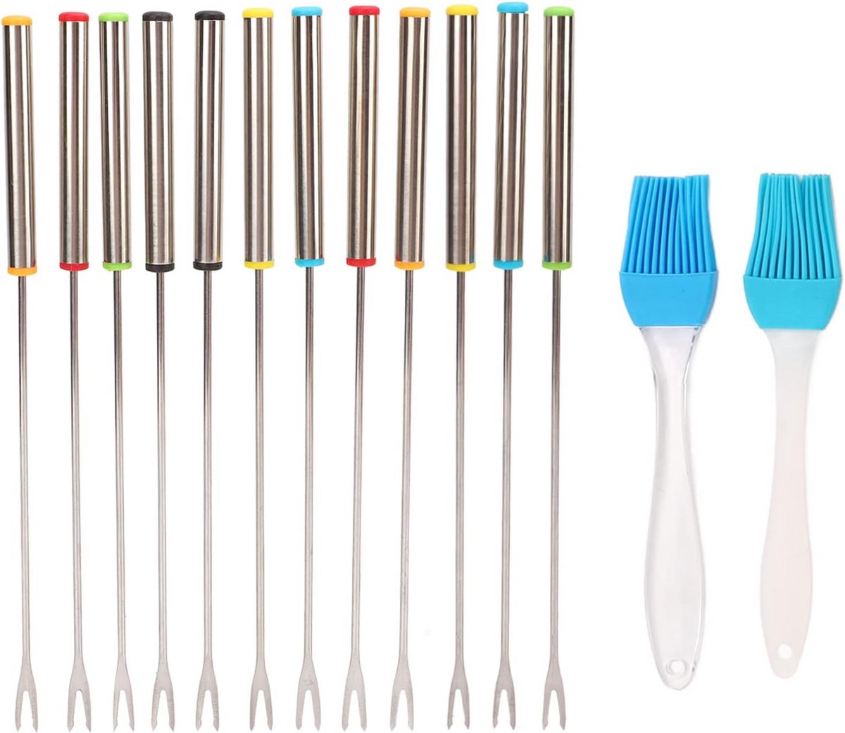 12 Pcs Fondue Vorken - 24Cm RVS Fondue Sticks met Hittebestendige Handvat