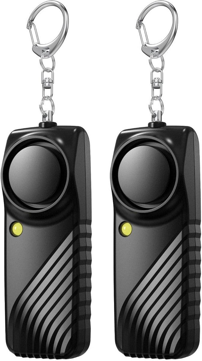 2-Pack Persoonlijke Alarmen 130dB met LED Zaklamp - Draagbare Veiligheidsoplossingen voor Vrouwen, Kinderen en Ouderen