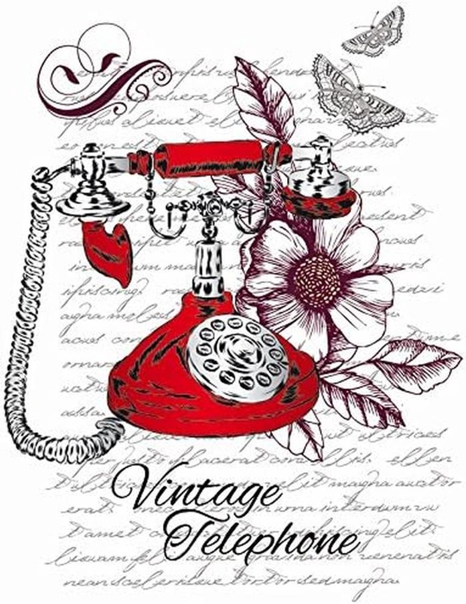 Strijki̇roniër Transfer A4 Nostalgie Telefoon Motief voor T-shirts en Tassen
