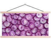 Posterhanger incl. Poster 150x75 cm - Schoolplaat - Paars - Uien - Close up - Textielposter - Blanke latten