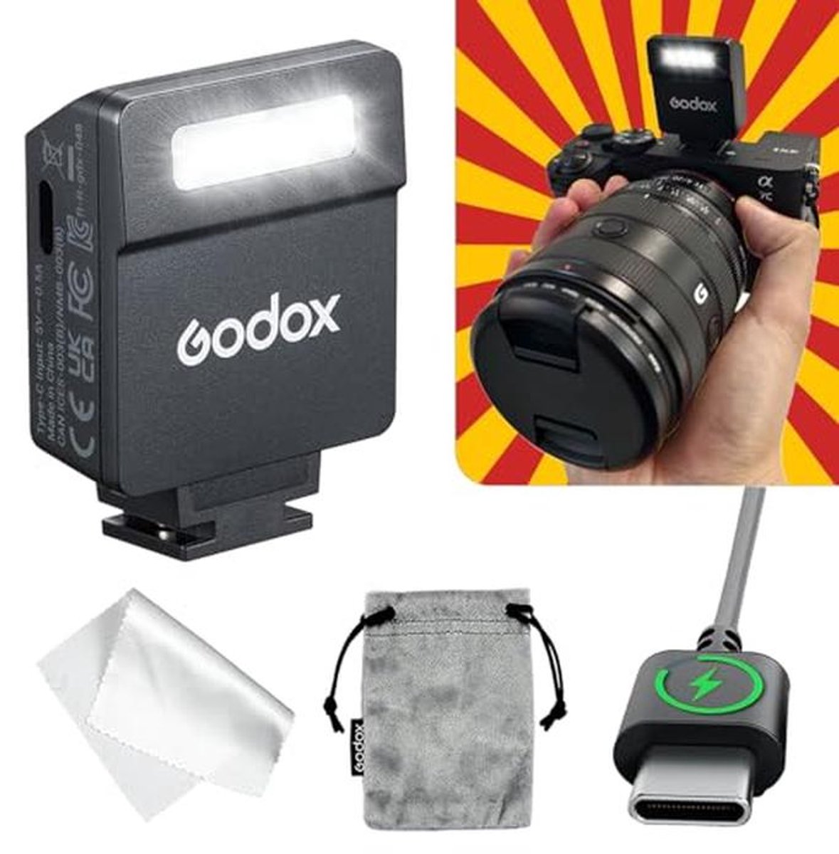 Mini Camera Flitslamp voor Diverse Camera's - Compact en Krachtig