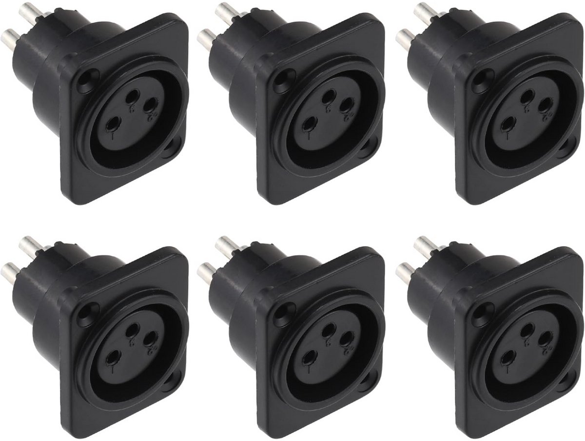 XLR vrouwelijke aansluiting 6 stuks - 3-pins paneelmontage connector voor microfoon