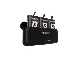Voltière Oplader met 3 Batterijen geschikt voor GoPro 13 - Snelle oplader met accu's geschikt voor Go Pro Hero 13