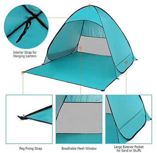 Pop-Up Strandtent - Gemakkelijke, Automatische en Waterdichte Tent voor Strand en Camping van Merkloos — afbeelding 5