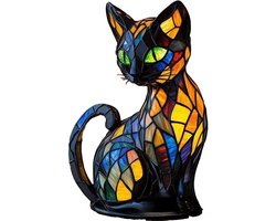 Ynkkvre - Kattennachtlampje - Kattenlamp - Retro Tafellamp - Retro Bureaulamp - Kunstnachtlamp voor Huisdecoratie - Cadeau voor Kattenliefhebbers - Zacht Warm LED Licht - Verzwaarde Antikantelbasis - Energiezuinig & Oogvriendelijk