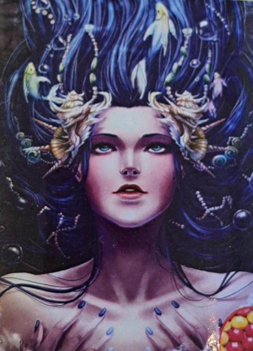Denza - Diamond painting beauty women 40 x 50 cm volledige bedrukking ronde steentjes direct leverbaar - blauwe bloem - vrouw