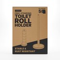 Doos van de Minismus vrijstaande toiletrolhouder voor 5 rollen, stabiel en roestbestendig.