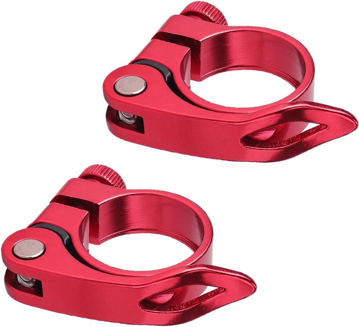 Fietszadelpenklemmen set van 2, 31.8 mm, snelspan zadelklem voor mountainbike en racefiets - rood