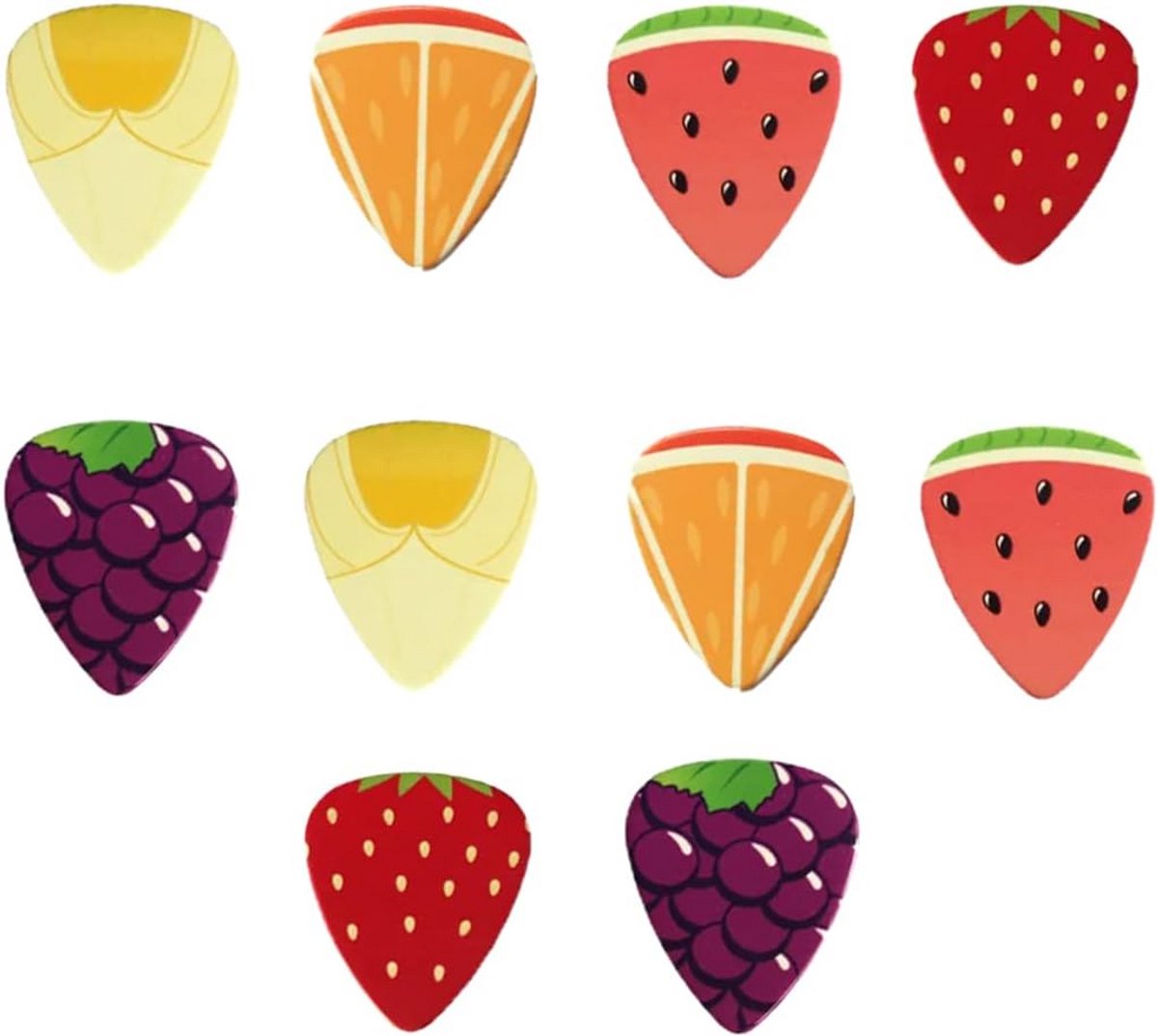 Plectrums voor Gitaar en Ukelele met Fruitpatroon - 10 Stuks