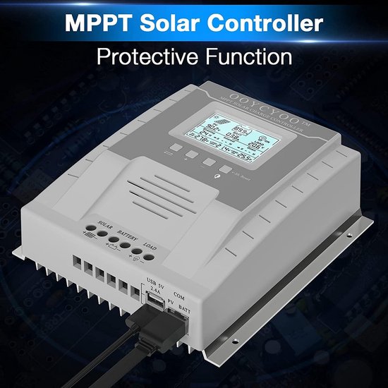 60A MPPT Solar Laadregelaar 12V 24V Automatisch met Temperatuursensor en LCD