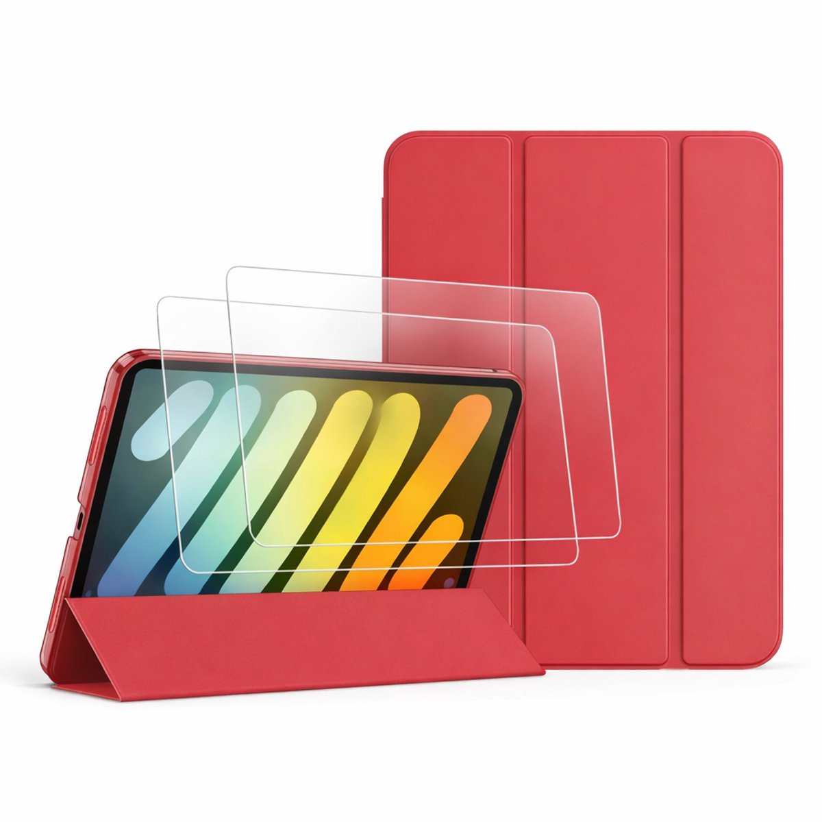 Zandarix Geschikt voor Apple iPad A16 (2025) - Automatische Slaap/Waak Functie - Slank Hard - Book Case - Tablethoes - Met 2 Screenprotectors - Rood