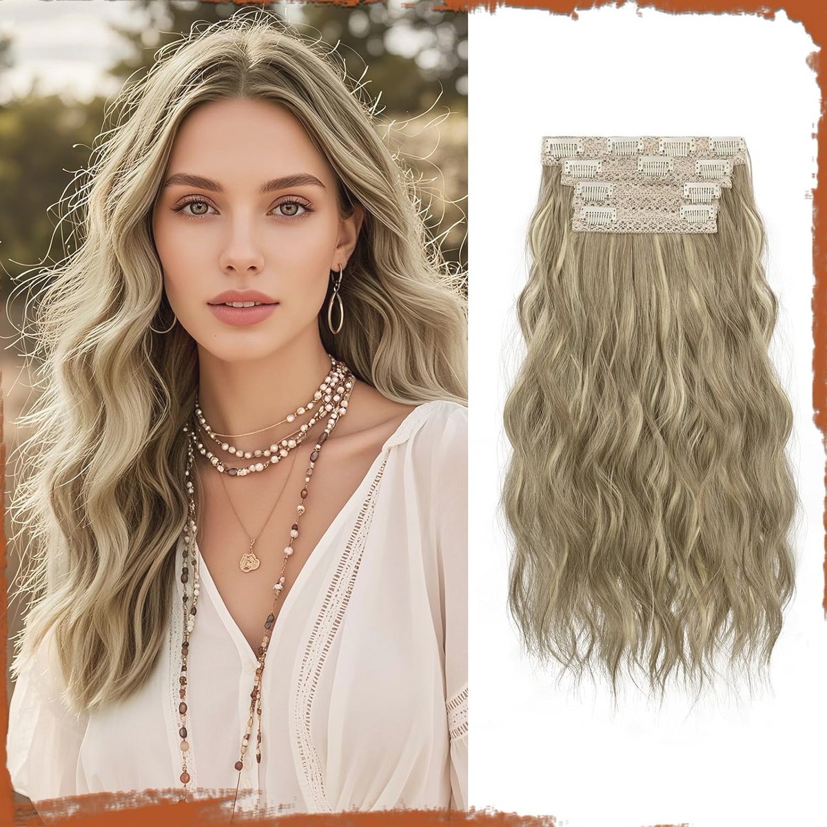 Krullende Clip-in Haarextensions 40 cm - Natuurlijke Volume en Zacht