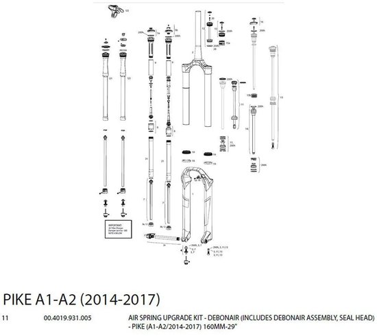 Rockshox Debonair Servicekit Zwart 130 mm / 26-27.5´´ van RockShox — afbeelding 3