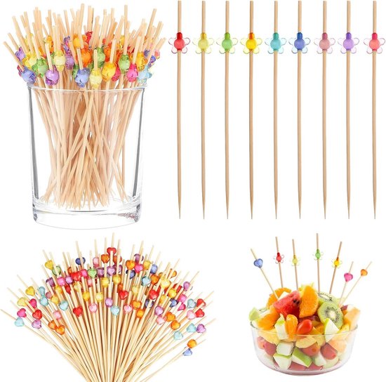 200 Stuks Bamboe Spiesjes Voor Voorgerechten, 12 Cm Tandenstokers Cocktailprikkers Voor Drankjes Fruit Kababs Worst Houten Peddel Spies Food Sticks Accessoire