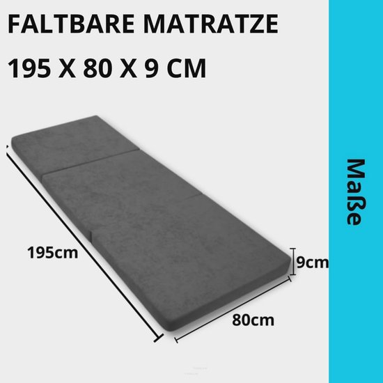Vouwmatras 195 x 80 x 9 cm - Ruimtebesparende slaapoplossing voor gasten en kampeerders — afbeelding 5