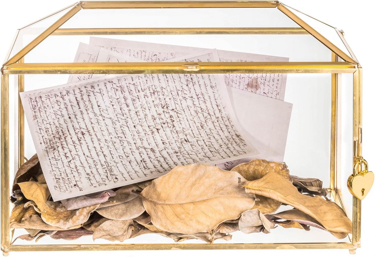 Gouden Geometrische Glazen Kaartdoos voor Bruiloft en Feest