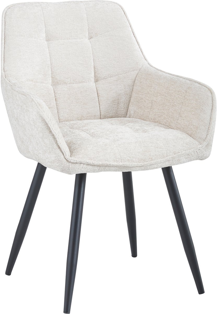 Colenis® - Oriana Eetkamerstoel - Set Van 2 - Beige - Chenille Stof - Design