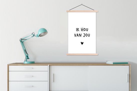 Porte-affiche avec affiche - Affiche scolaire - Citations - Je t'aime - Proverbes - 60x90 cm - Lattes vierges