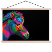 Posterhanger incl. Poster 60x40 cm - Schoolplaat - Paard - Groen - Blauw - Meisjes - Kinderen - Meiden - Textielposter - Blanke latten