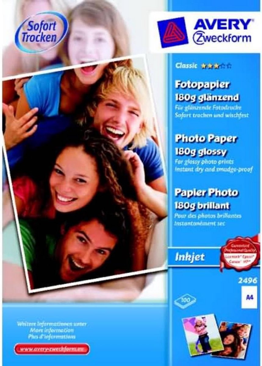 Glanzend A4 fotopapier voor inkjetprinters - 100 vellen, 180 g/m²