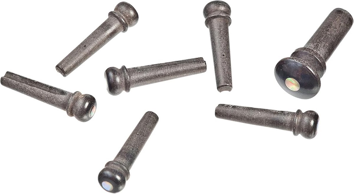 Ebbenhouten Brugpins Set met Abalone Inleg - 7 Brugpins en 1 Eindpin