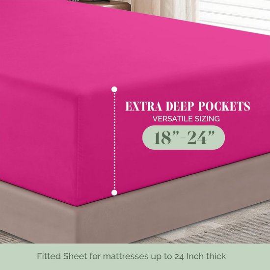 Elegant Comfort 1500 Premium hotelkwaliteit hoeslaken van de zachtste kwaliteit microvezel, diepe zak tot 40,6 cm, kreukbestendig en de kleur vervaagt niet, California-kingsize, crèmekleurig