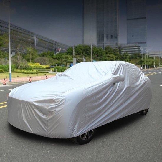 Housse de protection pour voiture CHIWIN XL - Housse de protection pour voiture d'extérieur - Imperméable et protection UV - Coutures renforcées - Ourlet élastique - Matériau respirant 4 couches - Grijs - 540 x 175 x 120 cm