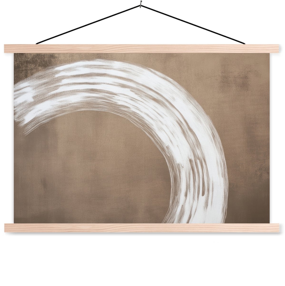 Posterhanger incl. Poster 60x40 cm - Schoolplaat - Verf - Bruin - Japandi - Textielposter 