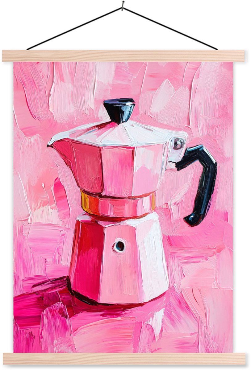 Posterhanger incl. Poster 40x53 cm - Schoolplaat - Roze - Verf - Coffee - Textielposter - 