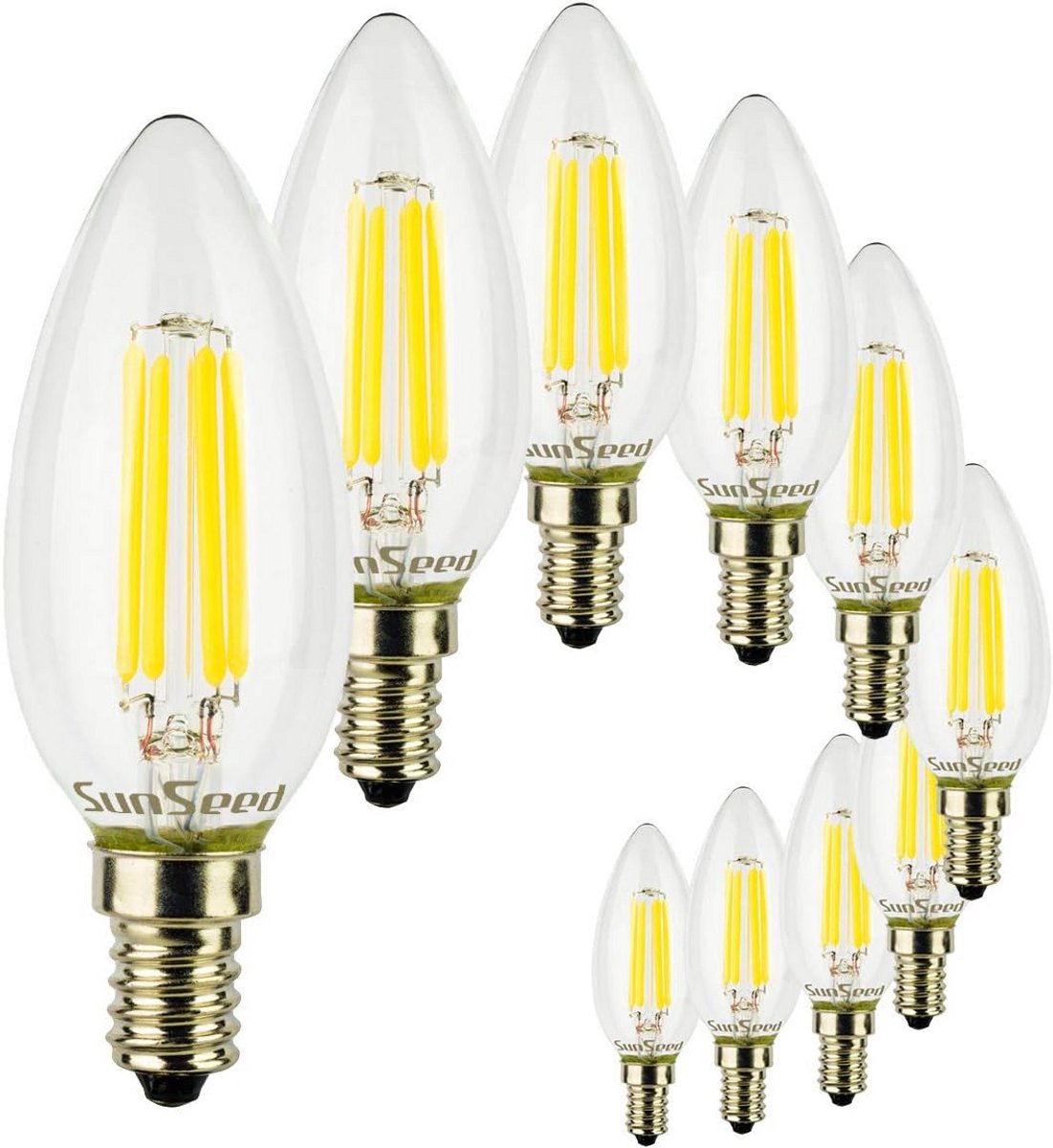 10x LED Kaarslamp E14 6W Vervangt 60W Dimbaar Neutraal Wit Licht 4000K Glas