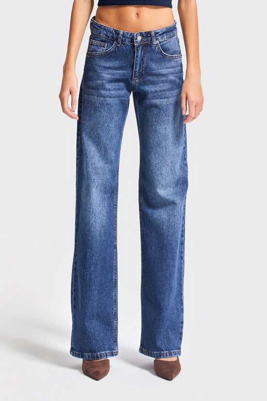 It's Basic - Straight Mid Rise Jeans - Azure