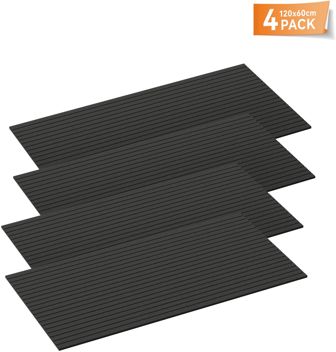 Aufun Rechthoekige Akoestische Panelen 120x60cm Zwart - 4 Stuks Zelfklevende Wandbekleding