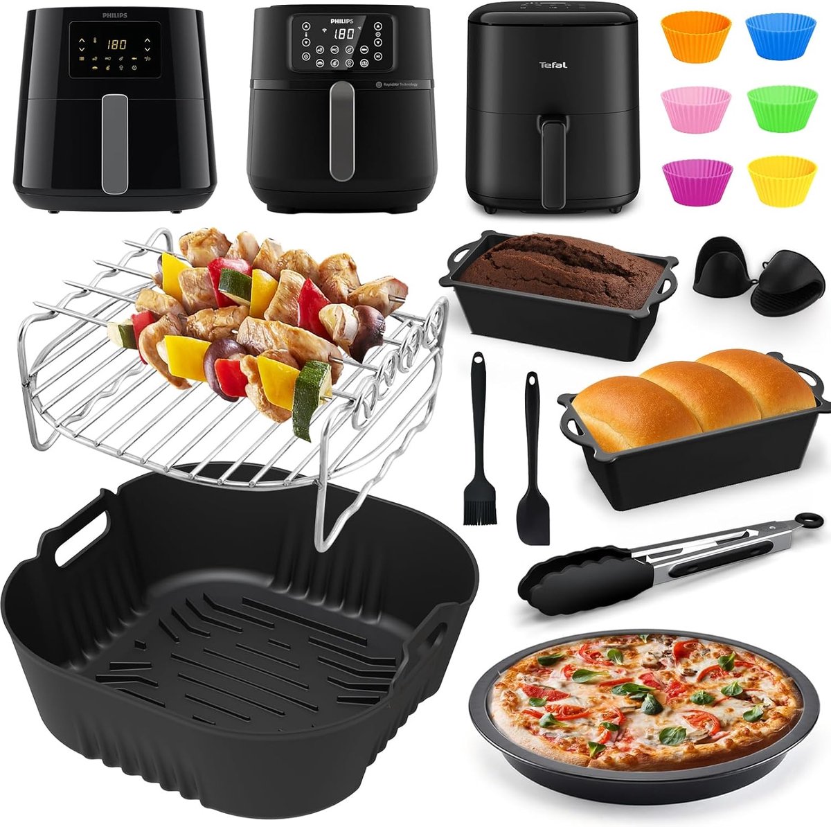 Accessoires heteluchtfriteuse Gescht voor Philips Essential Airfryer XL 6,2L HD9270/90, Philips Airfryer 5000 Series XXL 7,2L HD9285/90, Airfryer siliconenvorm Accessoires grillrooster enz.