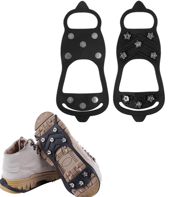 1 paar Schoenspikes - Sneeuwkettingen - Maat L (41-46) - Antislipzolen - Grip Schoenspikes - Anti Slip Sneeuwzolen - Winter - Schoenovertrekken - Sneeuwijzers - Schoen Spikes - Crampons