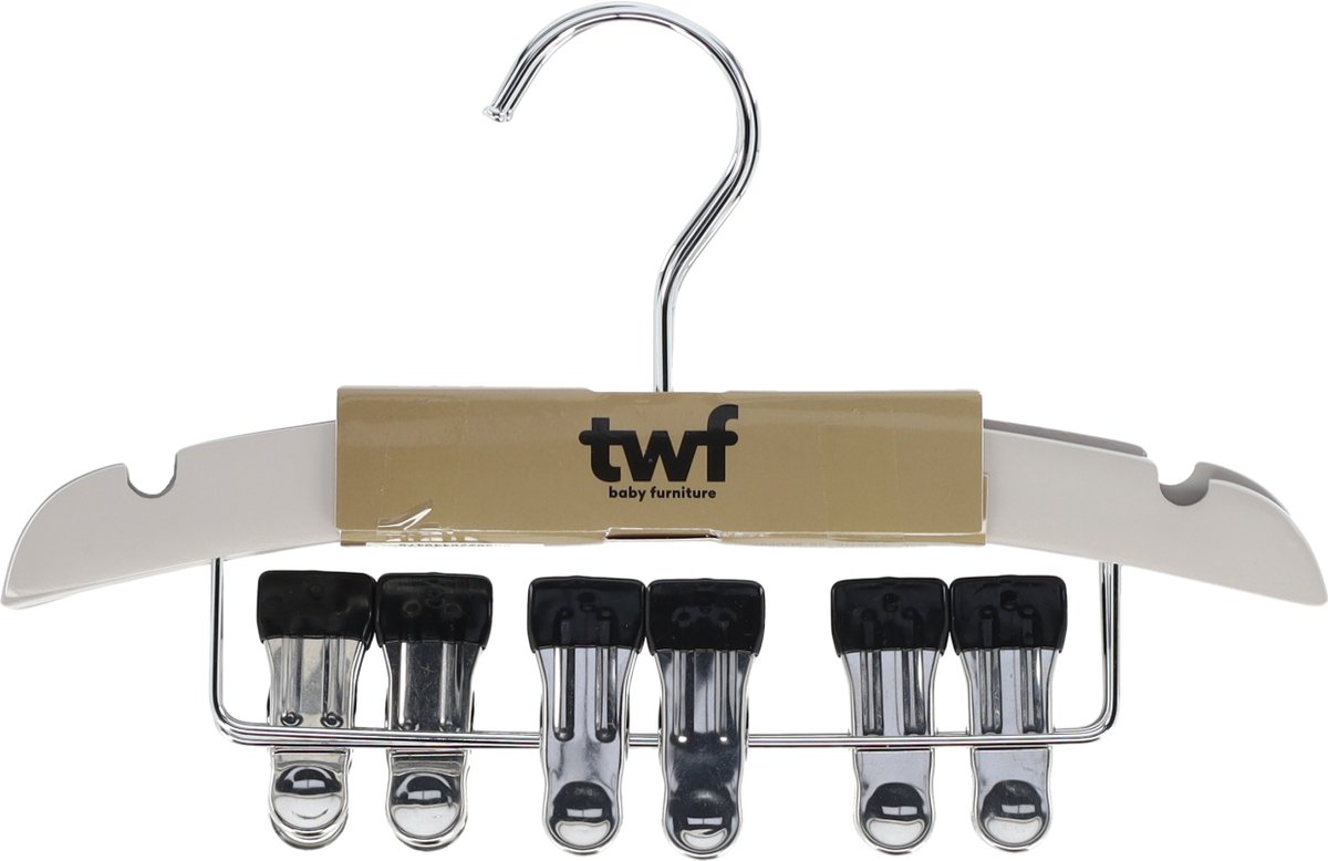 TWF Kledinghanger Met Clips - 3 Stuks - Hout Clay