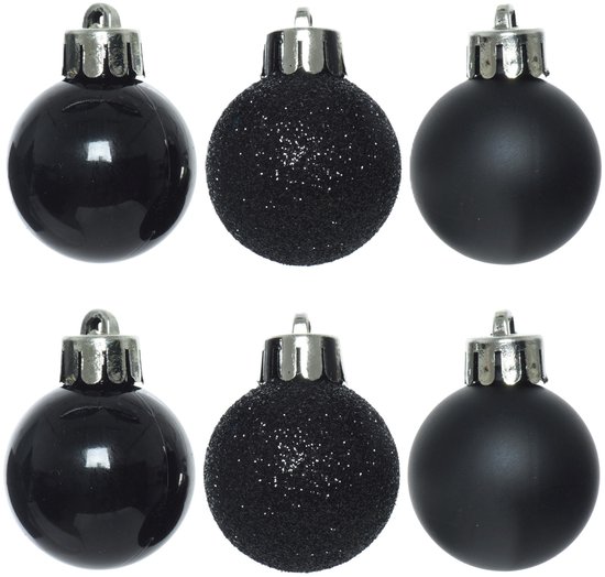 Boules de Noël Decoris - 44x pièces - noir - 3-4-5-6 cm - synthétiques