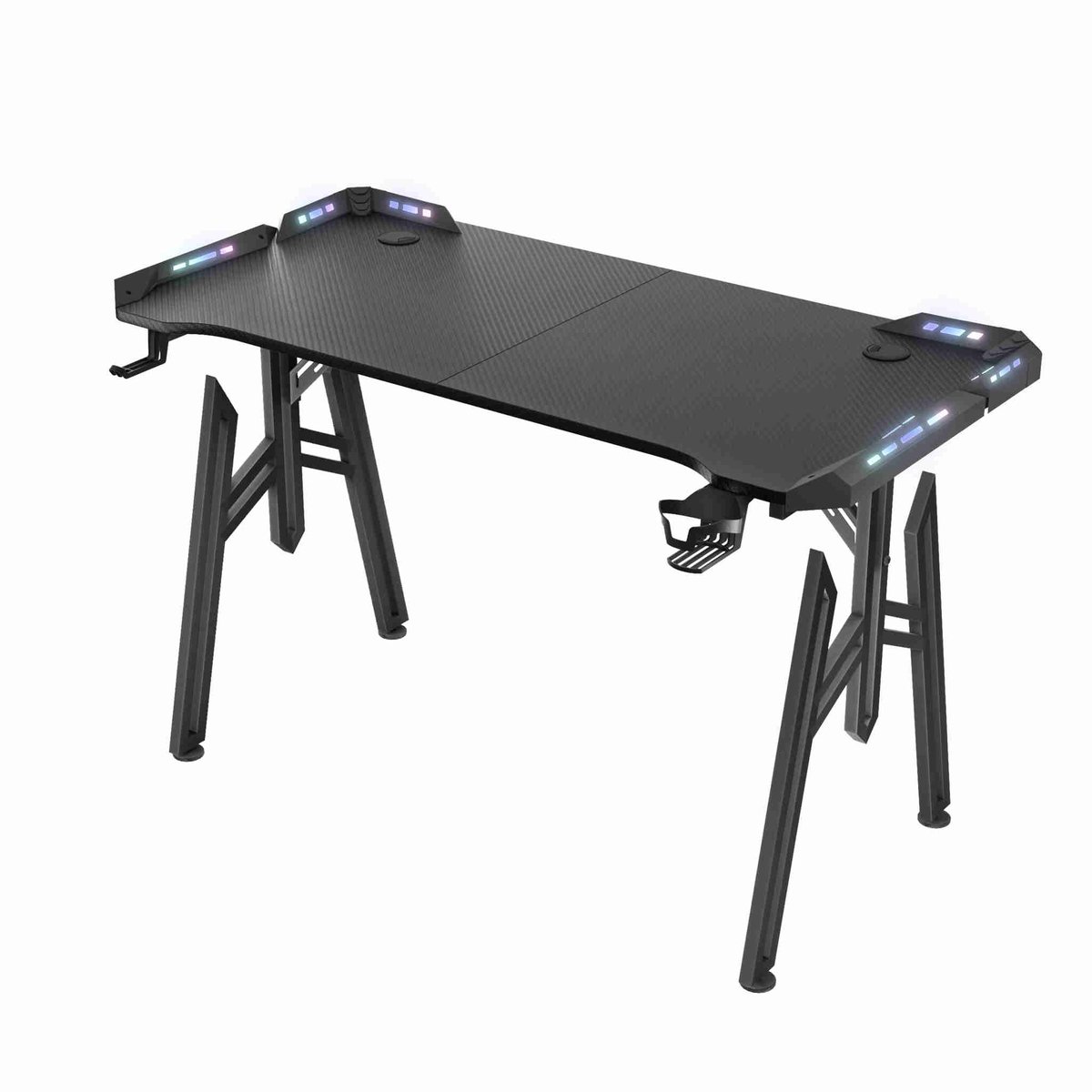 Aufun Gaming Bureau 120x60cm - M-frame Bureau - Vleugelvormig staand bureau Gaming tafel met LED-verlichting voor thuiskantoor Hoekbureau (M-frame)